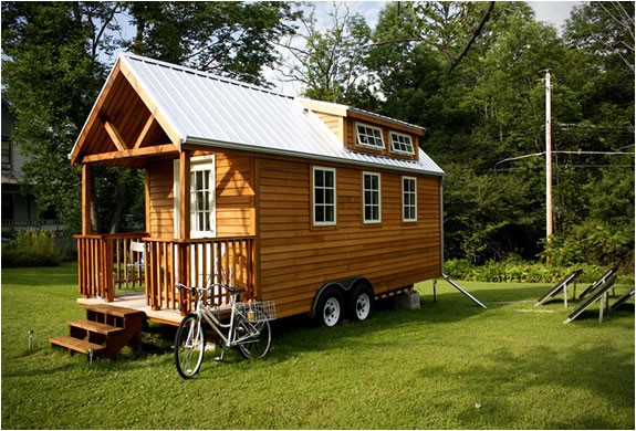 bed in tiny house on wheels